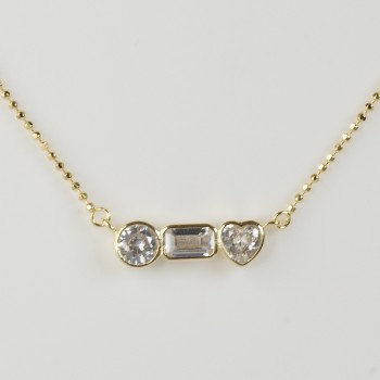 Sterling Silver Vermaille Plated/CZ Necklet plug Chain